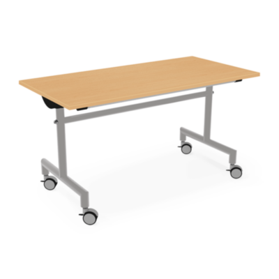 Klapptisch SATURN Konferenztisch mit Rollen Dekor Buche Gestell Aluminium