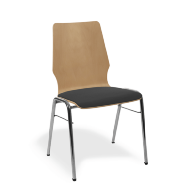Stapelstuhl ARTIN V2 Holz Konferenzstuhl Besucherstuhl Gestell Chrom
