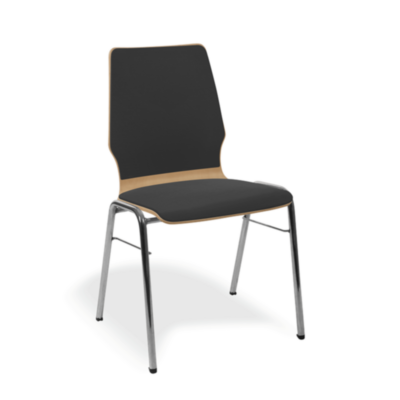 Stapelstuhl ARTIN V3 Holz Konferenzstuhl Besucherstuhl Gestell Chrom